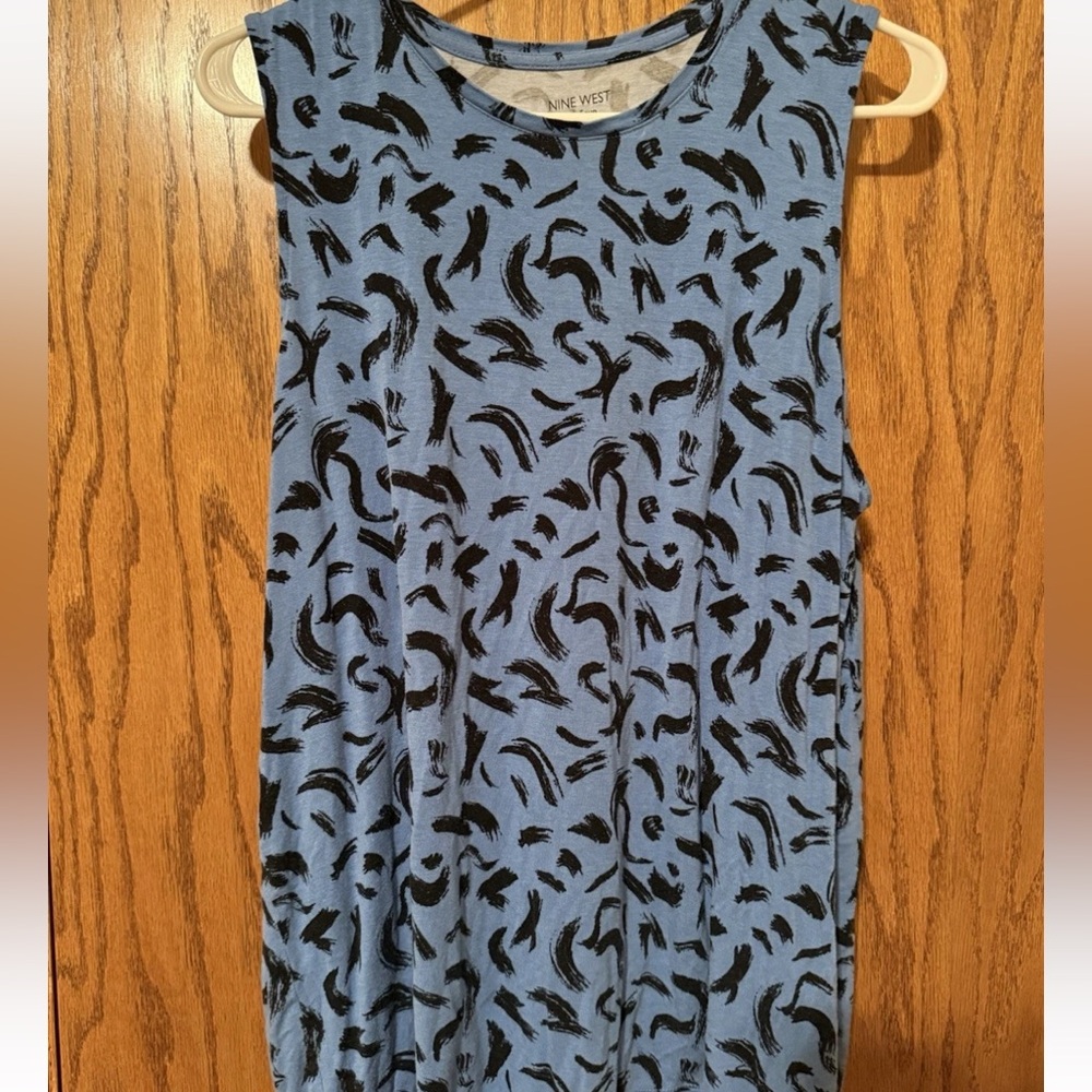 Nine West Soft Spun Blue Printed Tank Top- Size XXL